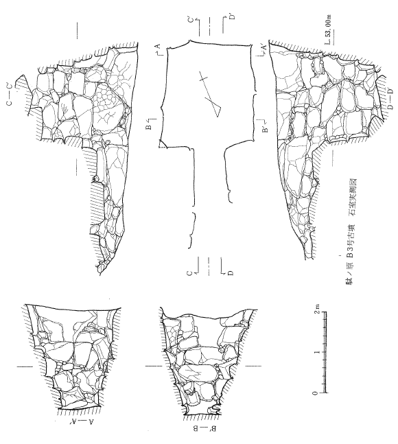 駄ヶ原古墳群 B 支群 3 号墳石室実測図