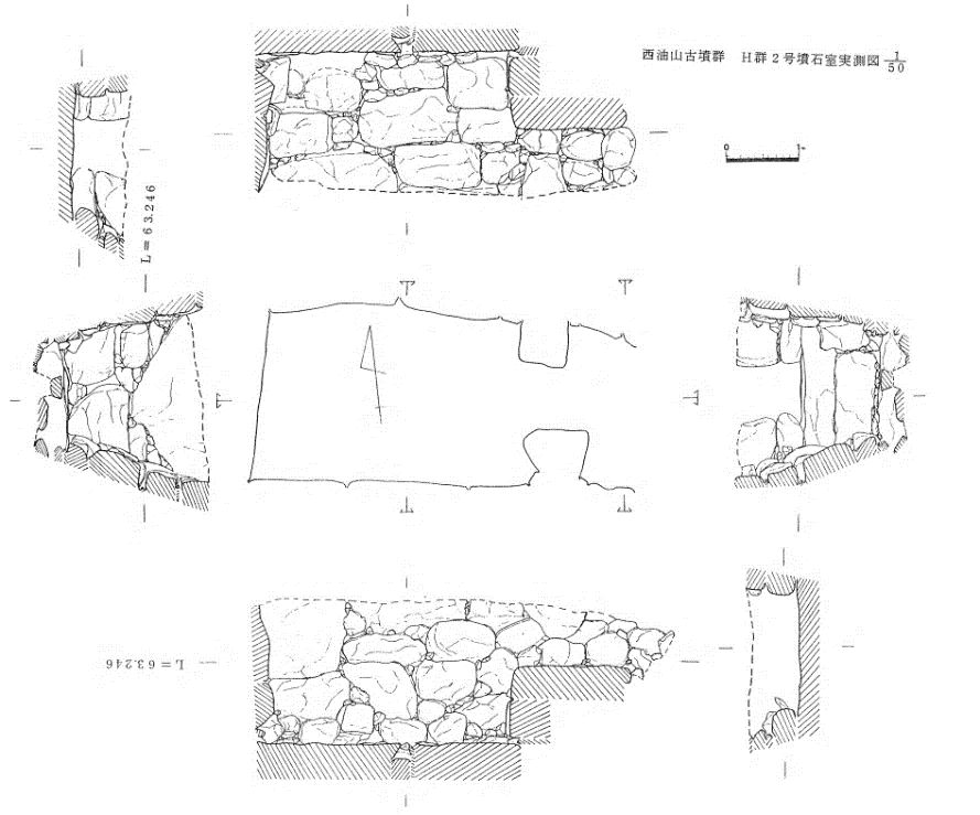 西油山古墳群 H 支群 2 号墳石室実測図