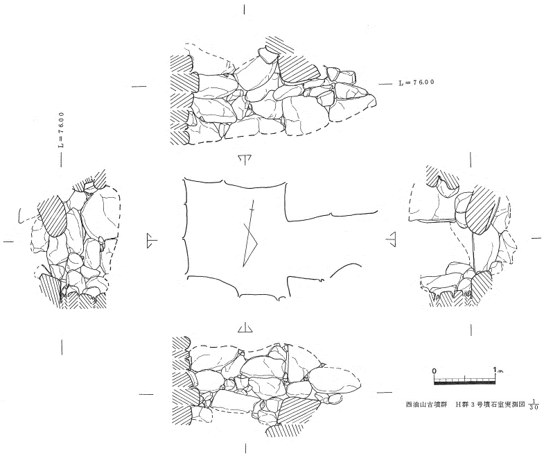 西油山古墳群 H 支群 3 号墳石室実測図