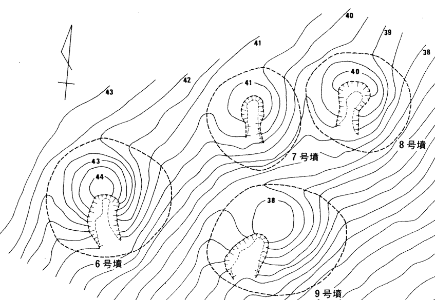 早苗田古墳群 D 支群 6～9 号墳地形図