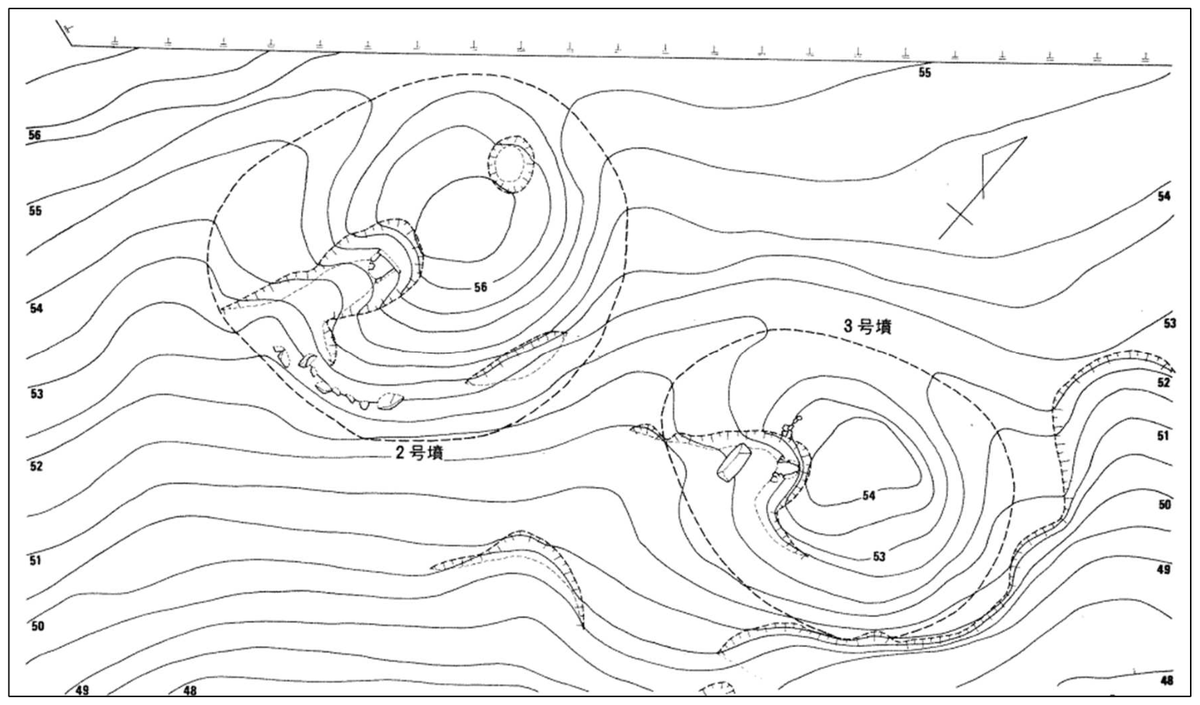 鳥越古墳群 E 支群 2・3 号墳地形図