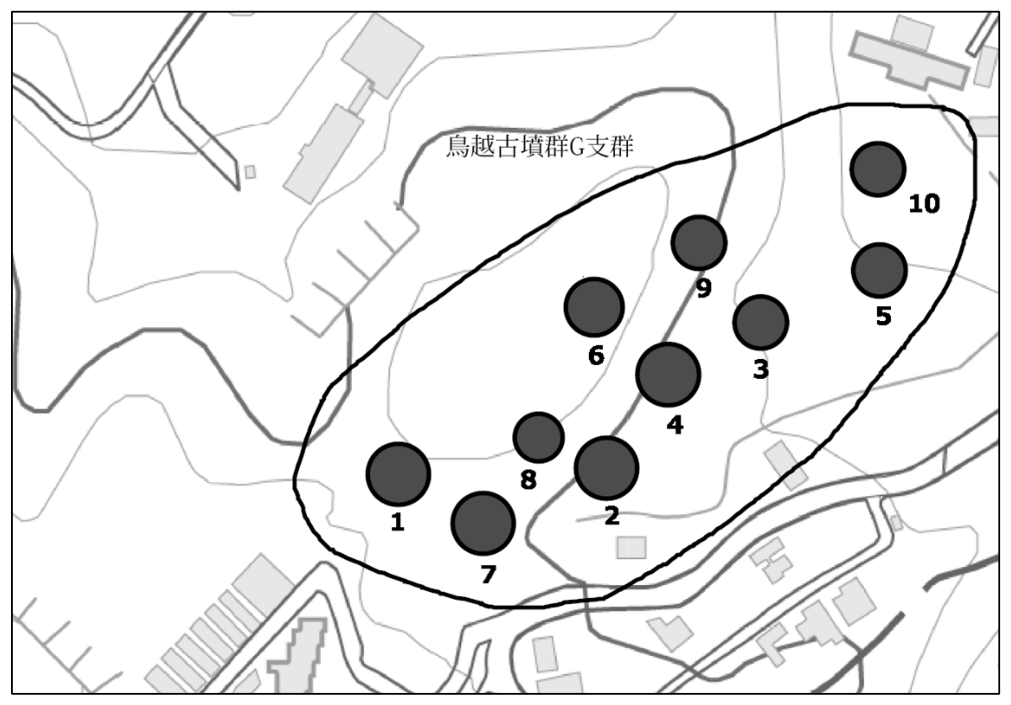 鳥越古墳群 G 支群分布図